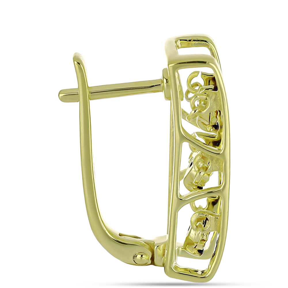 Cercei din Argint 925 Placat cu Aur ( 5.5 grame ) cu Diamant Albastru 0.04 Carate