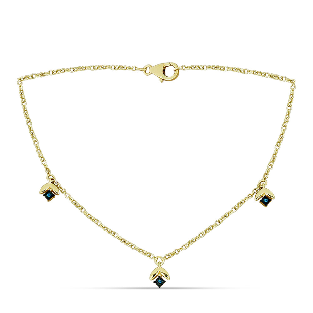 Colier din Argint 925 Placat cu Aur ( 4.97 grame ) cu Diamant Albastru 0.02 Carate 1 