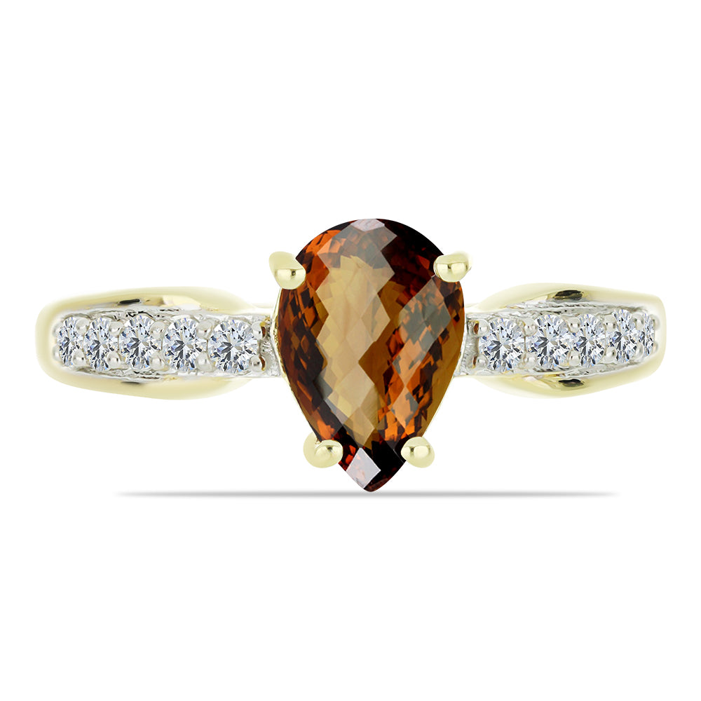 Inel din Argint 925 Placat cu Aur ( 2.89 grame ) cu Cuarț Coniac și Topaz Alb 2.03 Carate 1 