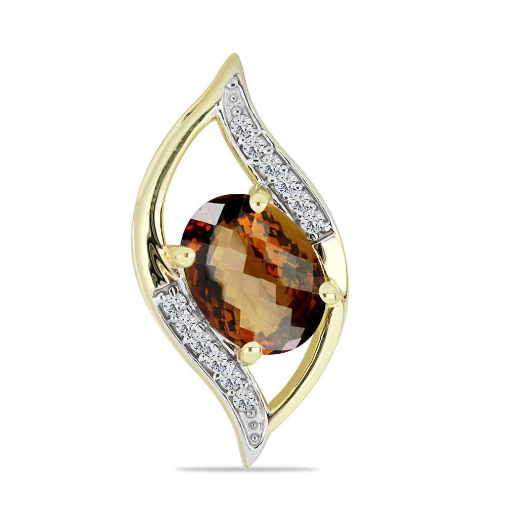 Pandantiv din Argint 925 Placat cu Aur ( 1.17 grame ) cu Cuarț Coniac și Topaz Alb 1.2 Carate