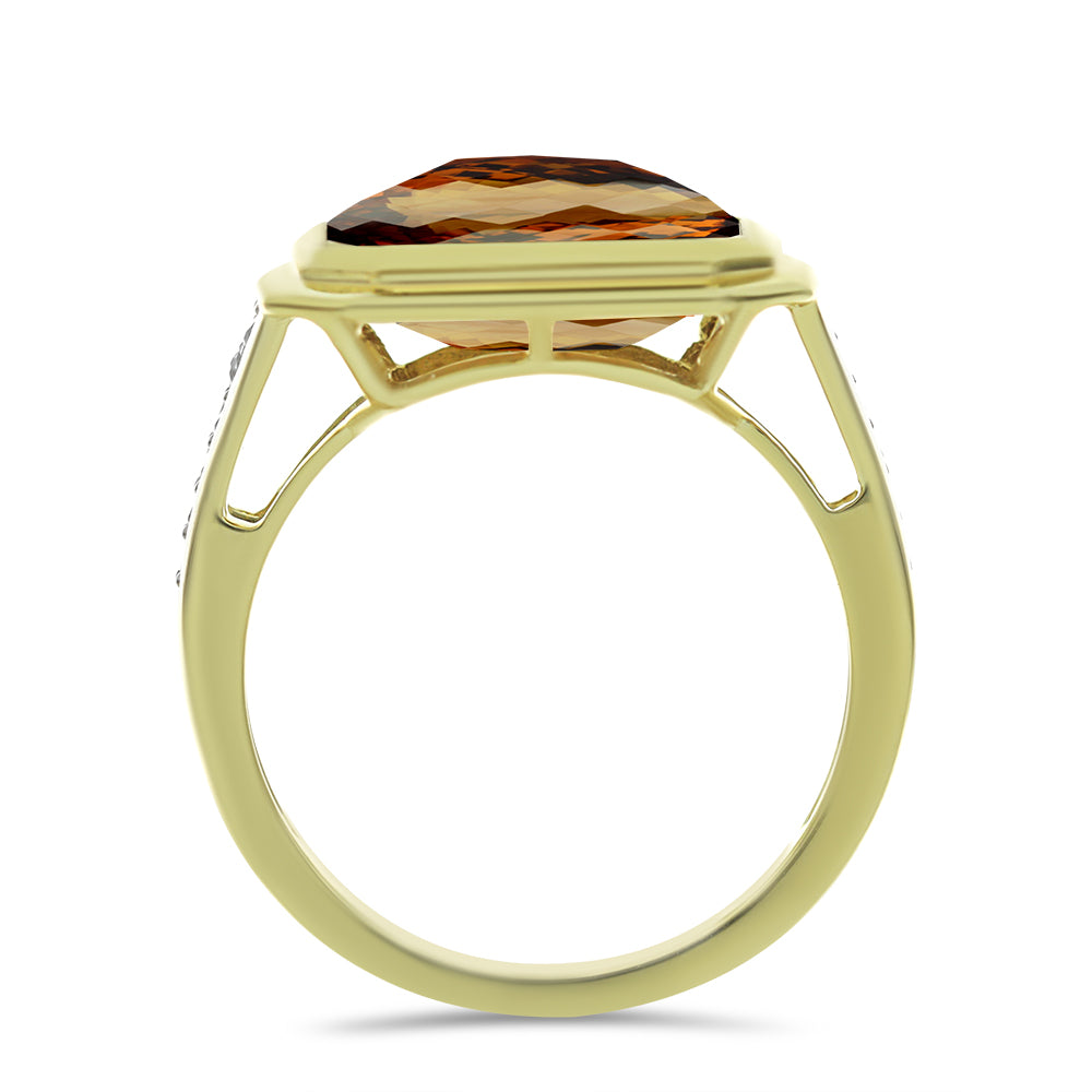 Inel din Argint 925 Placat cu Aur ( 3.75 grame ) cu Cuarț Coniac și Topaz Alb 3.24 Carate 2 
