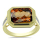 Inel din Argint 925 Placat cu Aur ( 3.75 grame ) cu Cuarț Coniac și Topaz Alb 3.24 Carate