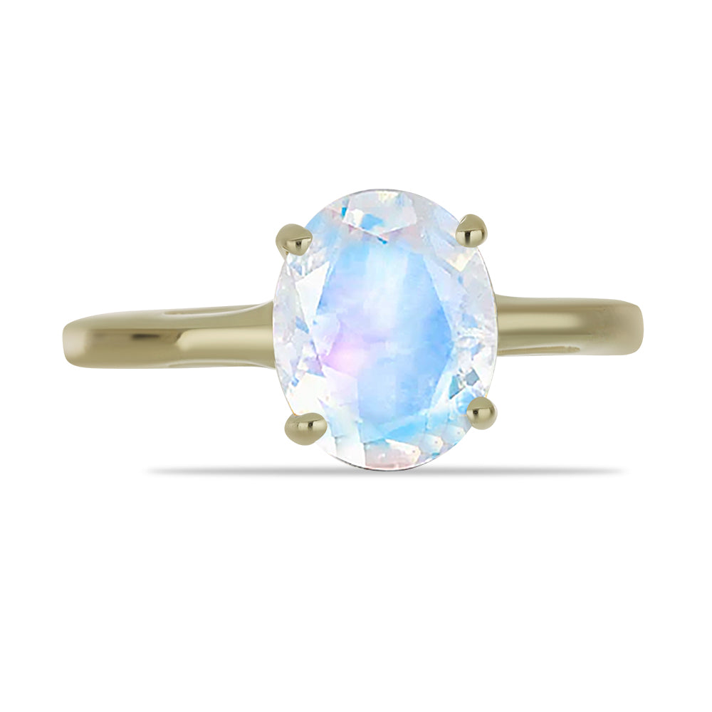 Inel din Argint 925 Placat cu Aur ( 1.94 grame ) cu Piatra Lunii Curcubeu 2.3 Carate