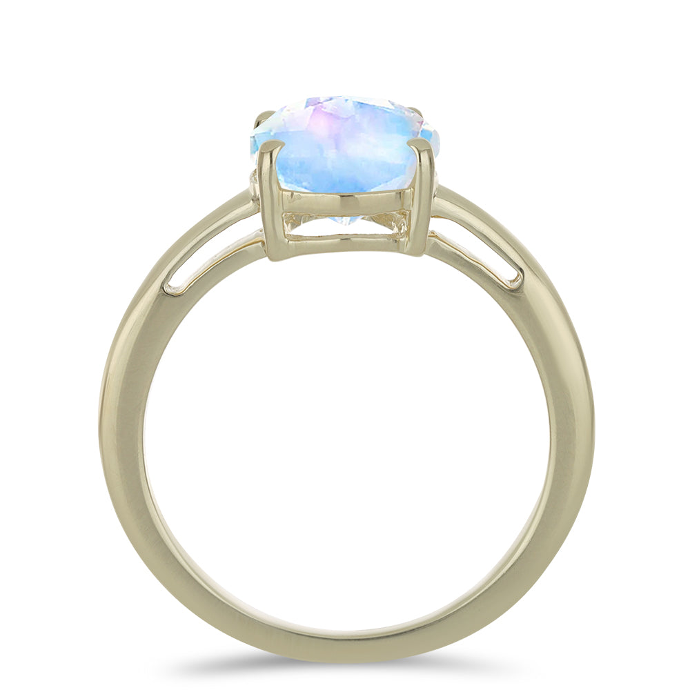 Inel din Argint 925 Placat cu Aur ( 1.94 grame ) cu Piatra Lunii Curcubeu 2.3 Carate