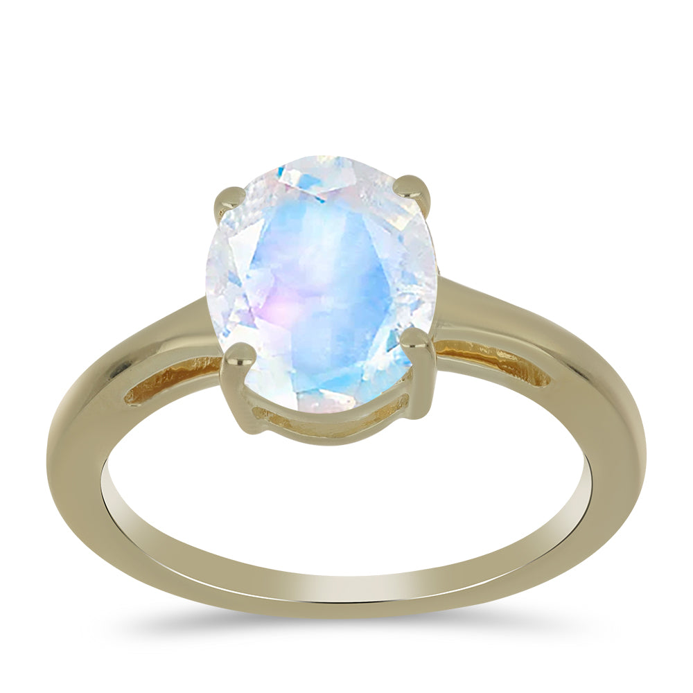 Inel din Argint 925 Placat cu Aur ( 1.94 grame ) cu Piatra Lunii Curcubeu 2.3 Carate 3 