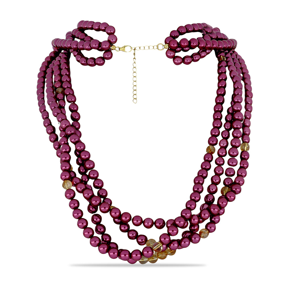 Colier din Argint 925 Placat cu Aur ( 1 grame ) cu Perlă de cultură Violet și Citrin Ural 516 Carate