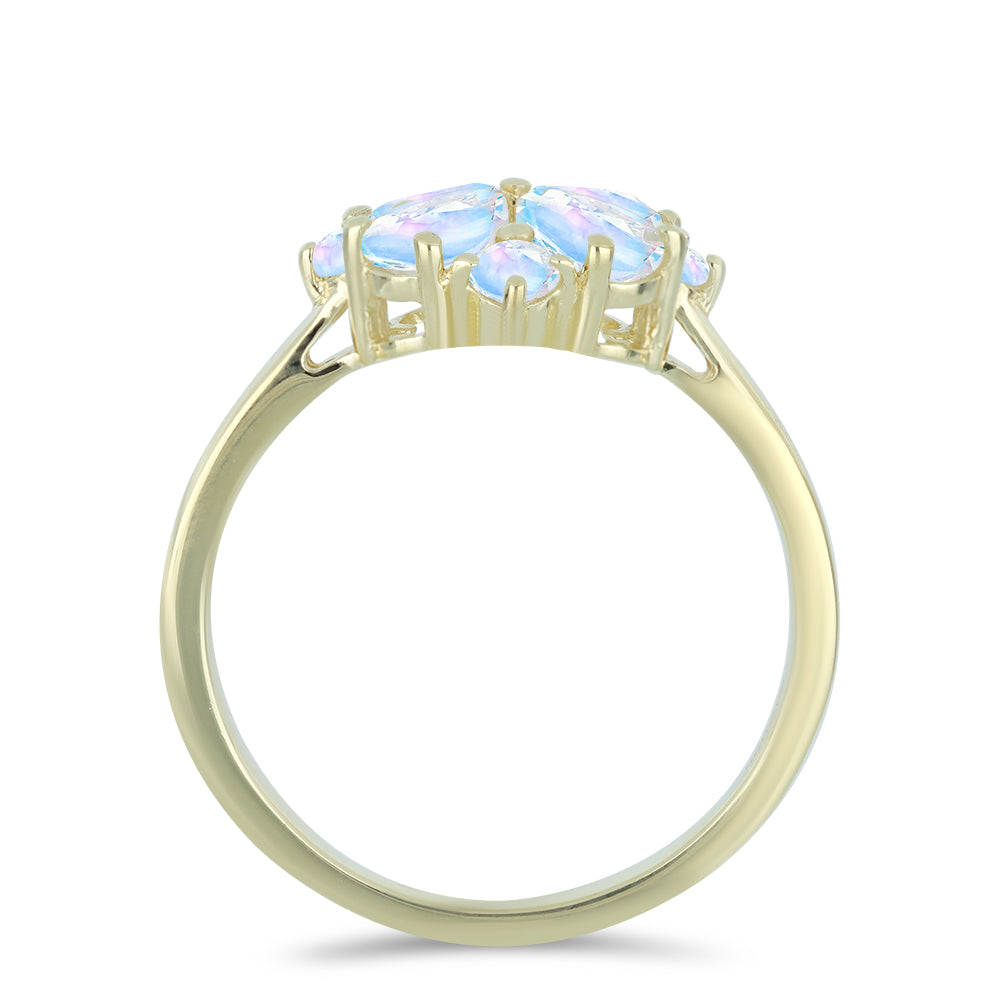 Inel din Argint 925 Placat cu Aur ( 2.89 grame ) cu Piatra Lunii Curcubeu 2.18 Carate