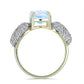 Inel din Argint 925 Placat cu Aur ( 3.15 grame ) cu Piatra Lunii Curcubeu și Topaz Alb 2.89 Carate