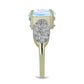 Inel din Argint 925 Placat cu Aur ( 3.15 grame ) cu Piatra Lunii Curcubeu și Topaz Alb 2.89 Carate