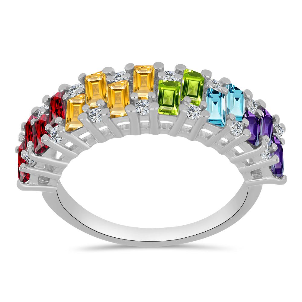 Inel din Argint 925 ( 3.74 grame ) cu Ametist Marocan și Peridot Changbai 2.59 Carate