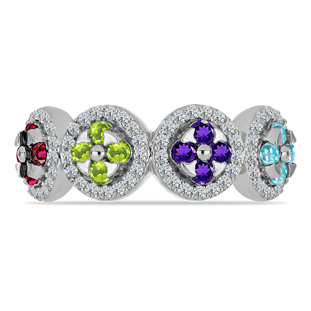 Inel din Argint 925 ( 3.73 grame ) cu Ametist Marocan și Peridot Changbai 1.14 Carate 1 