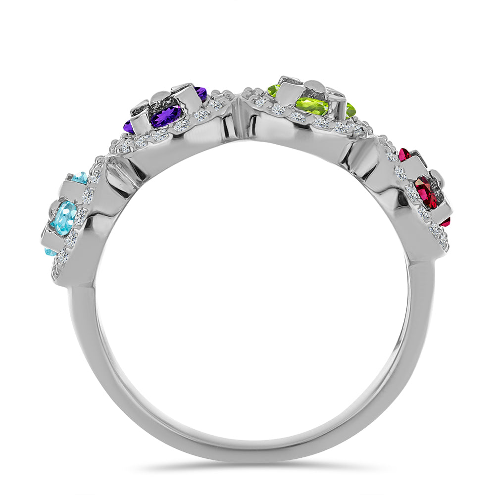 Inel din Argint 925 ( 3.73 grame ) cu Ametist Marocan și Peridot Changbai 1.14 Carate