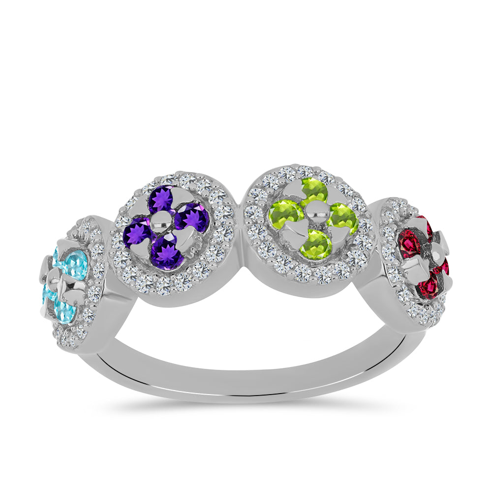 Inel din Argint 925 ( 3.73 grame ) cu Ametist Marocan și Peridot Changbai 1.14 Carate