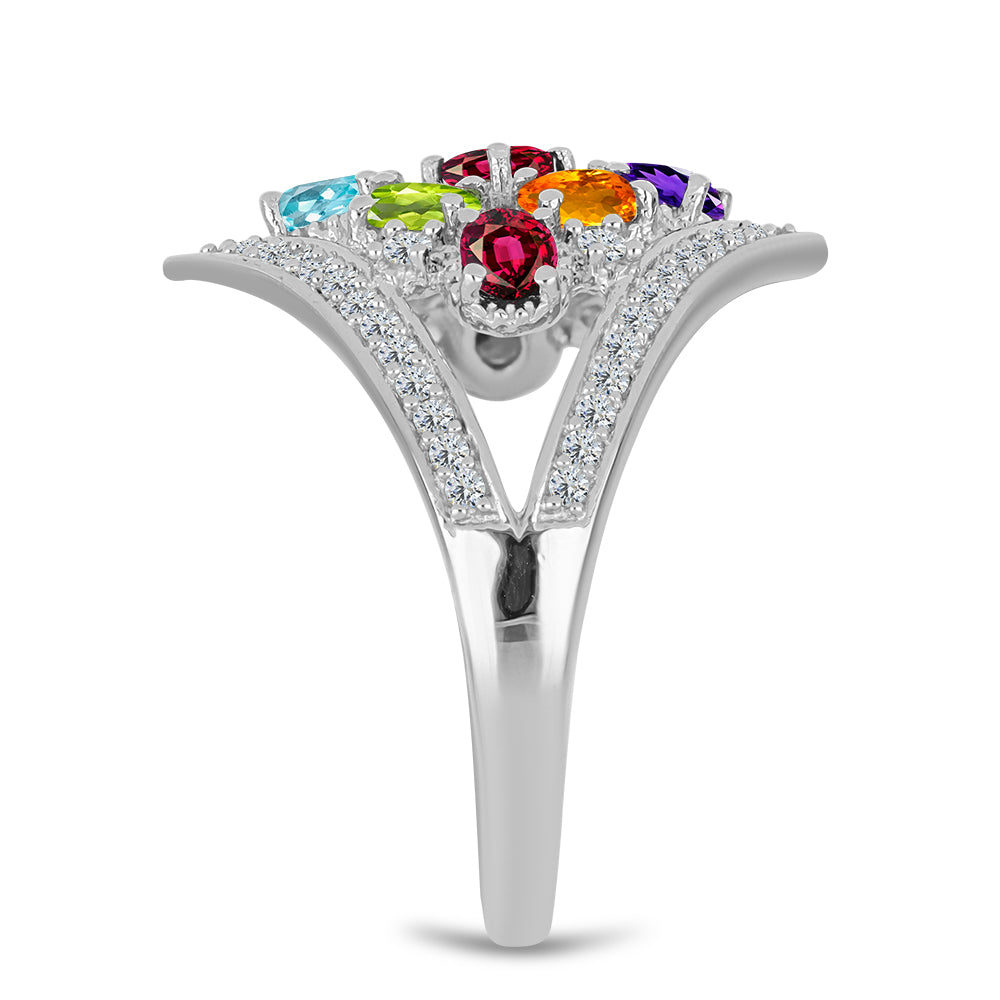 Inel din Argint 925 ( 4.18 grame ) cu Ametist Marocan și Peridot Changbai 2.35 Carate 4 