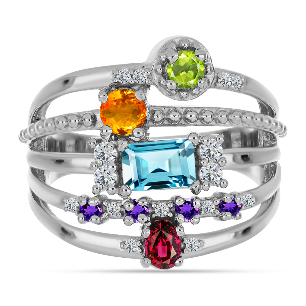 Inel din Argint 925 ( 4.86 grame ) cu Ametist Marocan și Citrin Rio Golden 1.62 Carate 1 