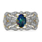 Inel din Argint 925 Placat cu Aur ( 4.63 grame ) cu Opal Etiopian Negru Lega Dembi și Topaz Alb 1.08 Carate
