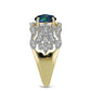 Inel din Argint 925 Placat cu Aur ( 4.63 grame ) cu Opal Etiopian Negru Lega Dembi și Topaz Alb 1.08 Carate