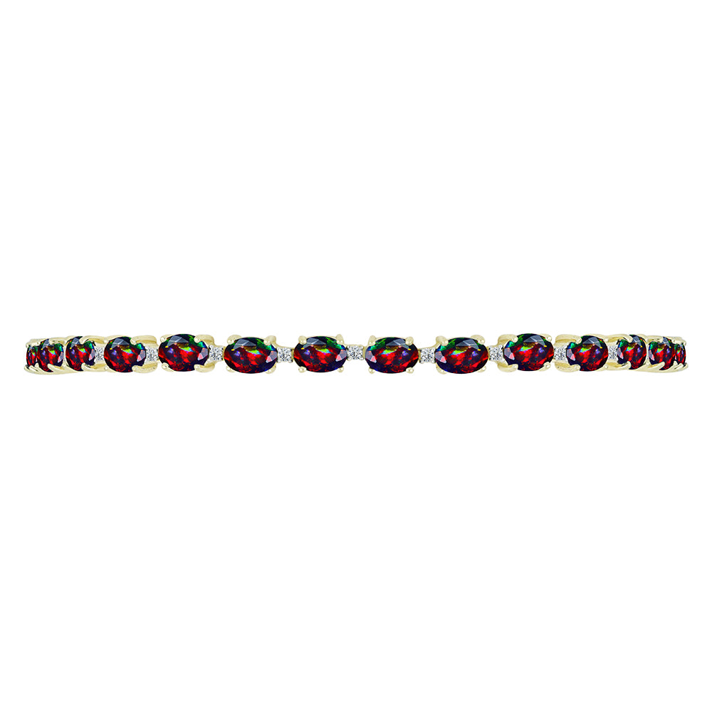 Brățară din Argint 925 Placat cu Aur ( 6.23 grame ) cu Opal Etiopian Negru Lega Dembi și Topaz Alb 4.35 Carate