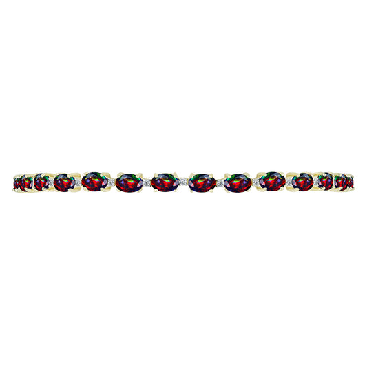 Brățară din Argint 925 Placat cu Aur ( 6.23 grame ) cu Opal Etiopian Negru Lega Dembi și Topaz Alb 4.35 Carate