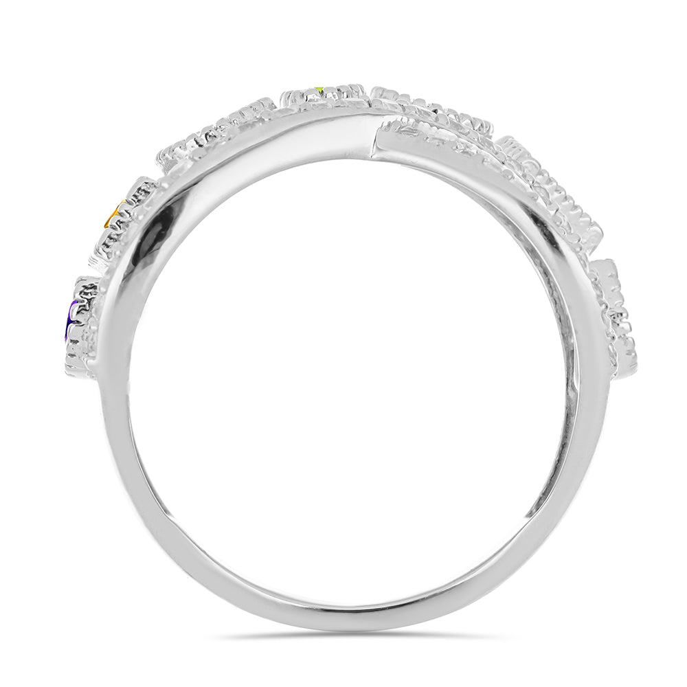 Inel din Argint 925 ( 6.73 grame ) cu Ametist Marocan și Peridot Changbai 1.98 Carate