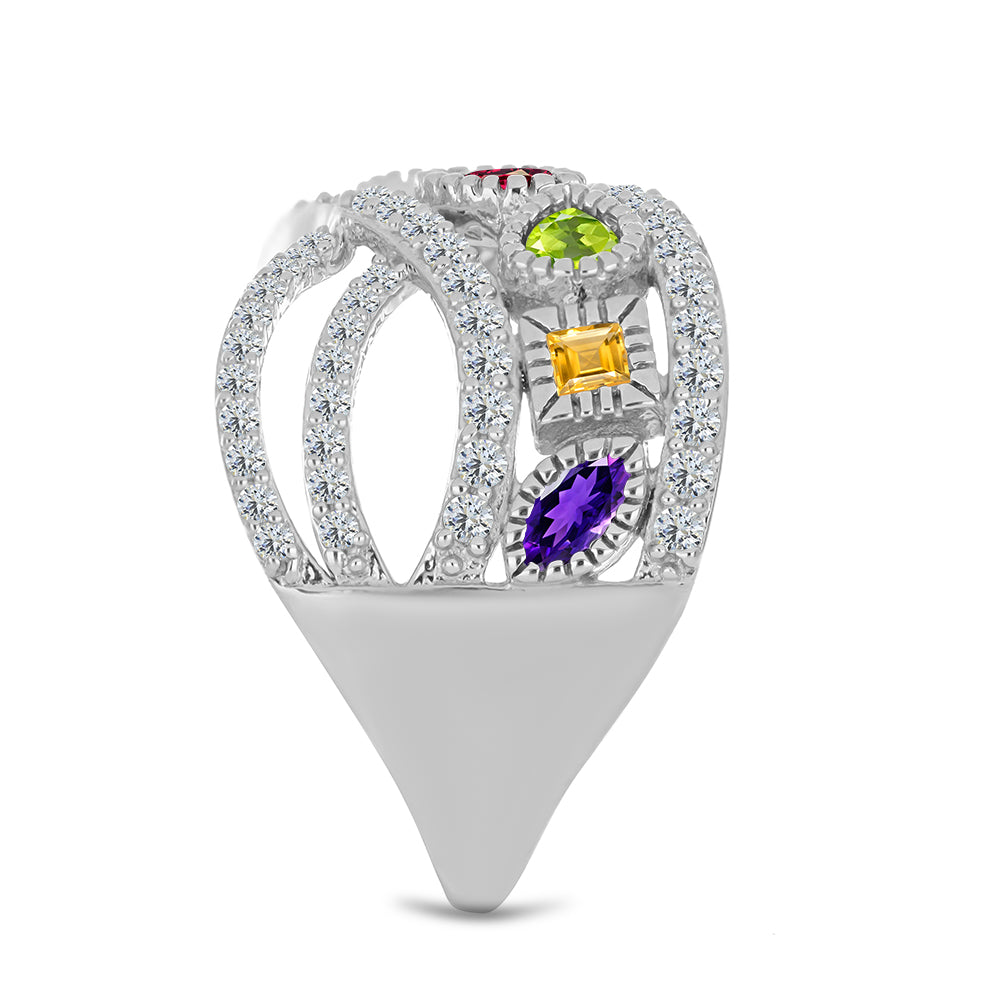 Inel din Argint 925 ( 6.73 grame ) cu Ametist Marocan și Peridot Changbai 1.98 Carate 4 