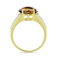 Inel din Argint 925 Placat cu Aur ( 2.26 grame ) cu Cuarț Coniac și Topaz Alb 2.6 Carate