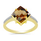 Inel din Argint 925 Placat cu Aur ( 2.26 grame ) cu Cuarț Coniac și Topaz Alb 2.6 Carate