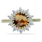 Inel din Argint 925 Placat cu Aur ( 2.28 grame ) cu Cuarț Coniac și Topaz Alb 2.36 Carate