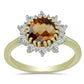 Inel din Argint 925 Placat cu Aur ( 2.28 grame ) cu Cuarț Coniac și Topaz Alb 2.36 Carate