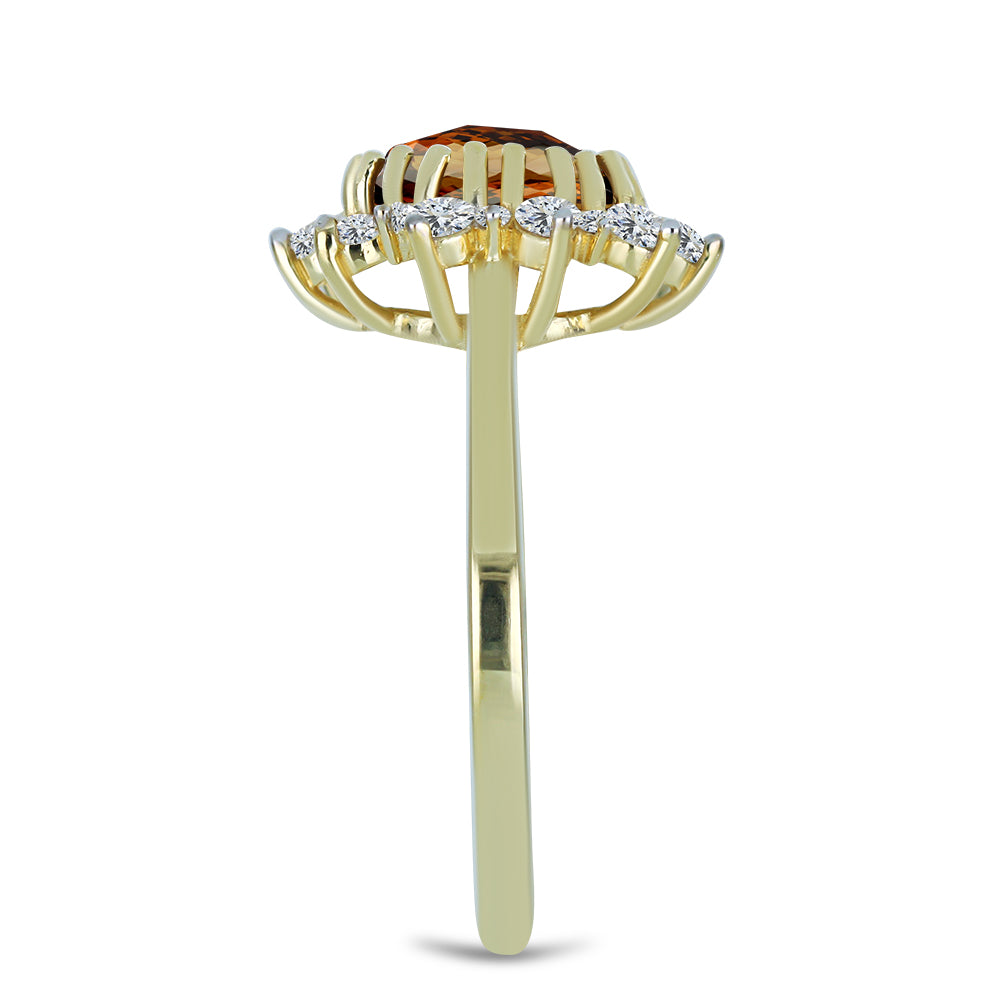 Inel din Argint 925 Placat cu Aur ( 2.28 grame ) cu Cuarț Coniac și Topaz Alb 2.36 Carate 4 