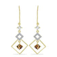 Cercei din Argint 925 Placat cu Aur ( 3.26 grame ) cu Cuarț Coniac și Topaz Alb 1.38 Carate