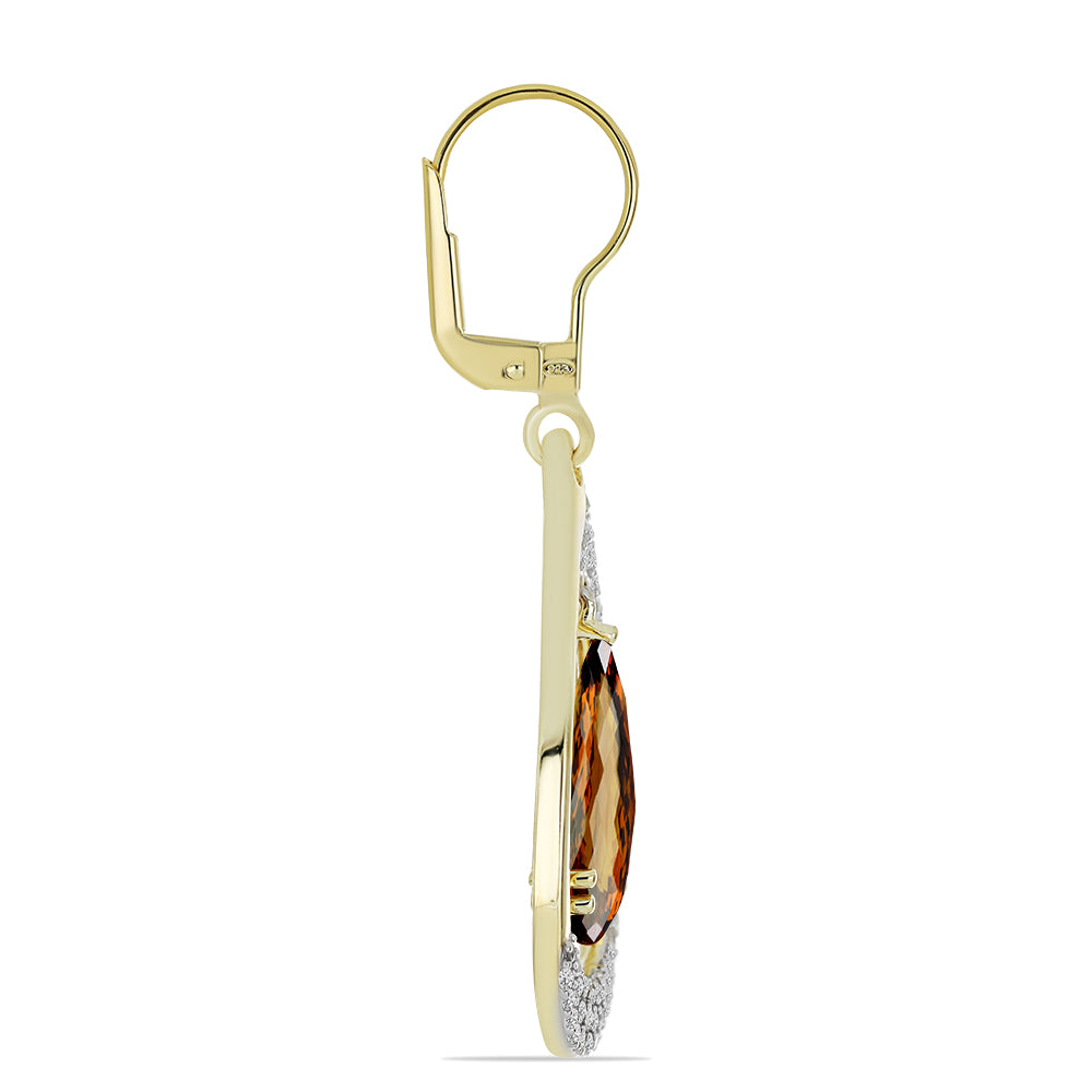 Cercei din Argint 925 Placat cu Aur ( 4.54 grame ) cu Cuarț Coniac și Topaz Alb 4.95 Carate 2 