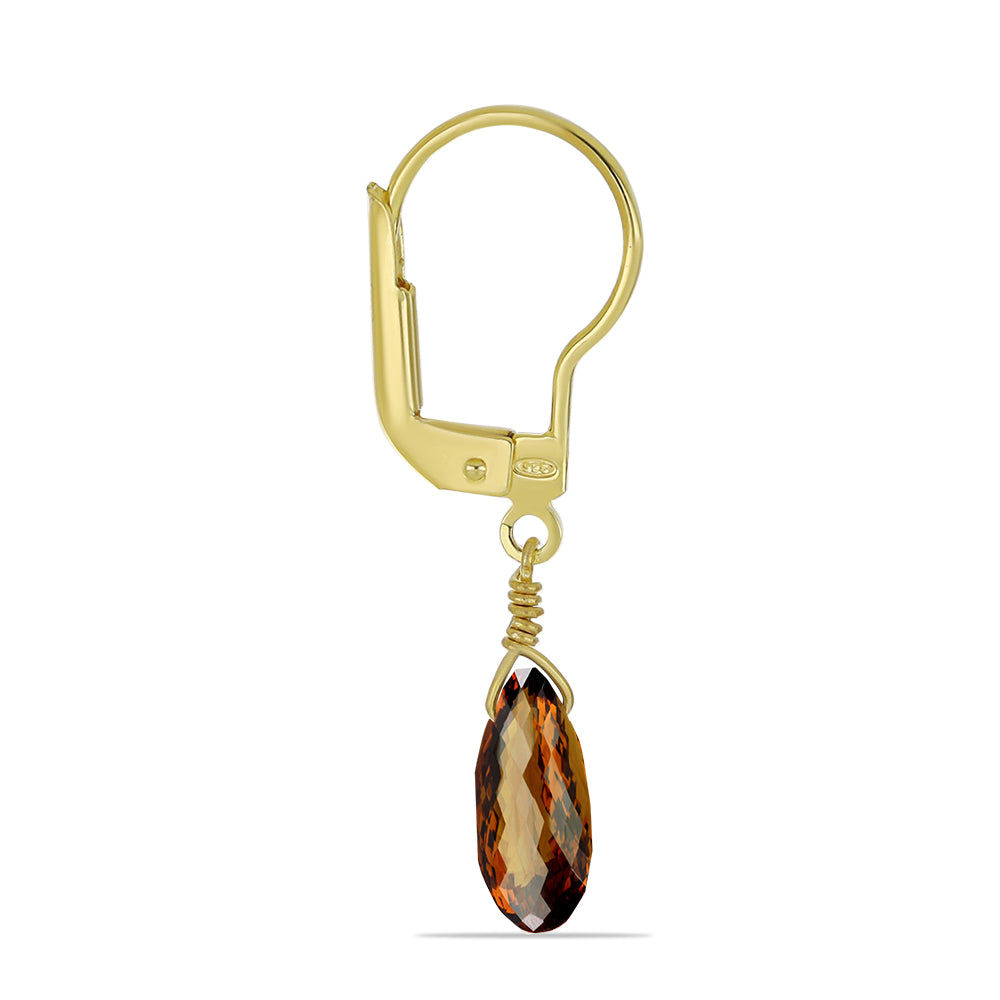 Cercei din Argint 925 Placat cu Aur ( 0.99 grame ) cu Cuarț Coniac 3.61 Carate 2 
