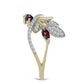 Inel din Argint 925 Placat cu Aur ( 3.73 grame ) cu Opal Etiopian Negru Lega Dembi și Topaz Alb 0.8 Carate