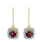 Cercei din Argint 925 Placat cu Aur ( 2.58 grame ) cu Opal Etiopian Negru Lega Dembi și Topaz Alb 1.39 Carate