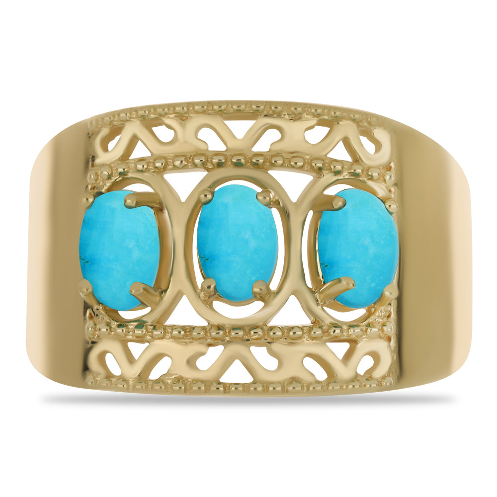 Inel din Argint 925 Placat cu Aur ( 6.59 grame ) cu Turcoaz ”Frumoasa Adormită” 1.26 Carate 1 