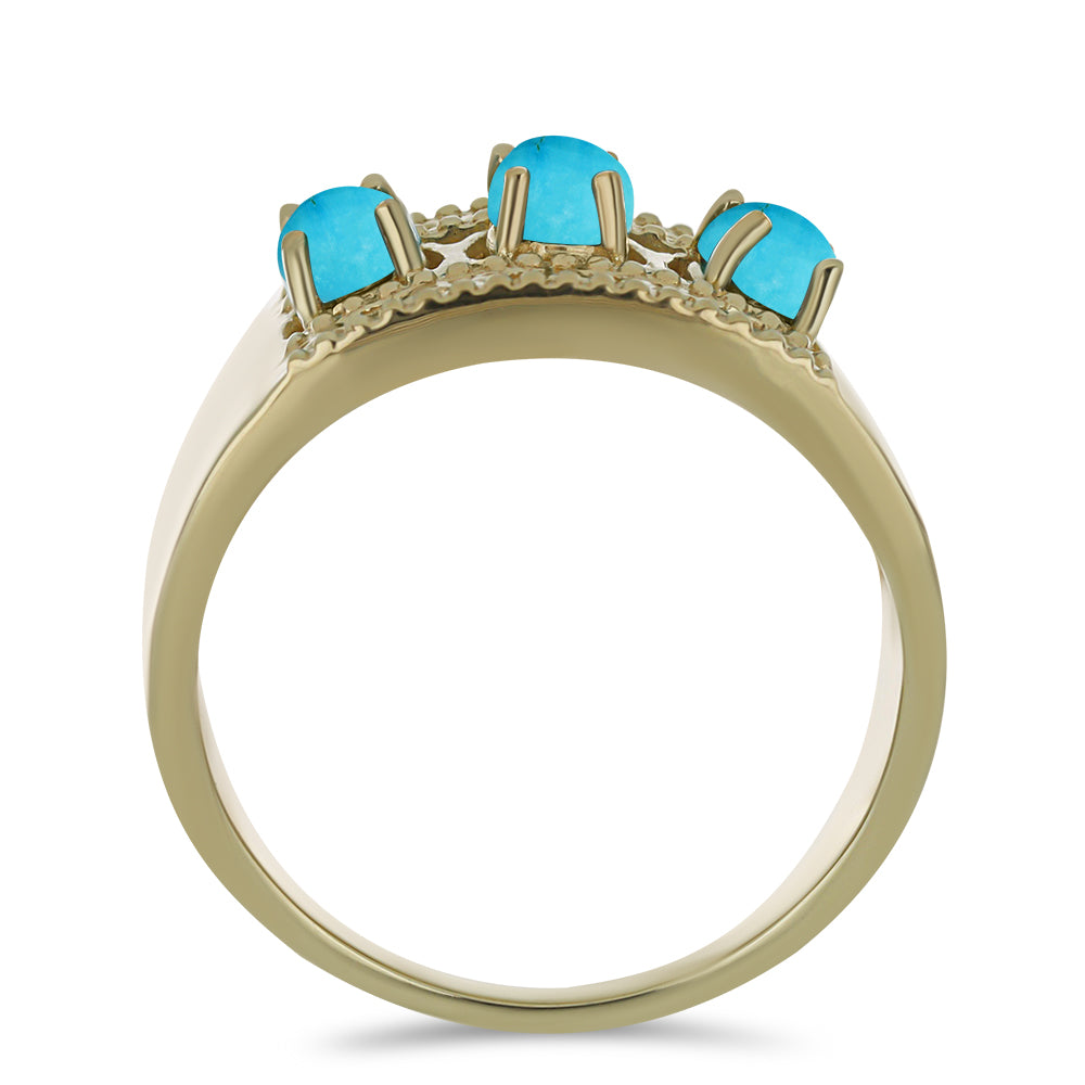 Inel din Argint 925 Placat cu Aur ( 6.59 grame ) cu Turcoaz ”Frumoasa Adormită” 1.26 Carate