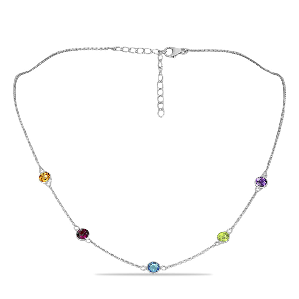 Colier din Argint 925 ( 3.12 grame ) cu Ametist Marocan și Peridot Changbai 2.78 Carate 1 