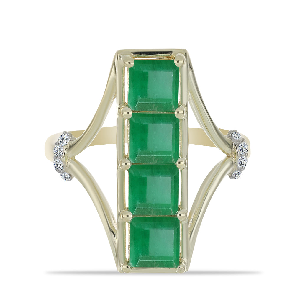 Inel din Argint 925 Placat cu Aur ( 4.02 grame ) cu Smarald Brazilian și Topaz Alb 2.32 Carate