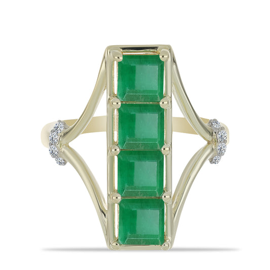 Inel din Argint 925 Placat cu Aur ( 4.02 grame ) cu Smarald Brazilian și Topaz Alb 2.32 Carate