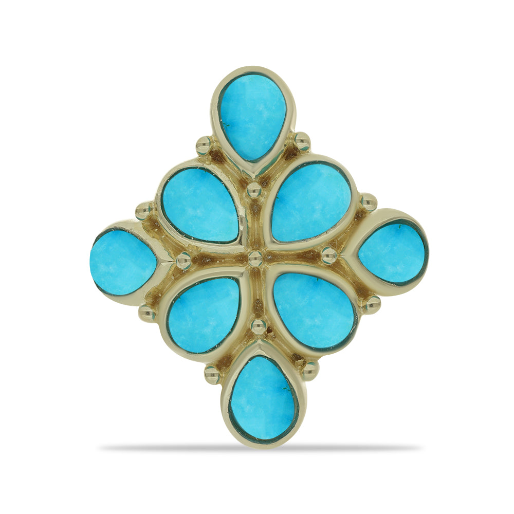 Inel din Argint 925 Placat cu Aur ( 5.97 grame ) cu Turcoaz ”Frumoasa Adormită” 3.37 Carate