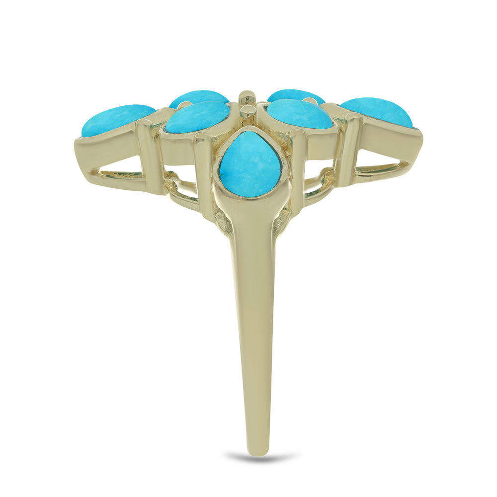 Inel din Argint 925 Placat cu Aur ( 5.97 grame ) cu Turcoaz ”Frumoasa Adormită” 3.37 Carate 4 