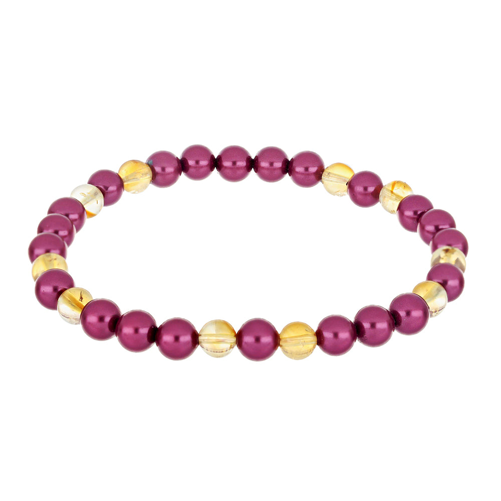 Set din Argint 925 Placat cu Aur ( 1.08 grame ) cu Perlă de cultură Violet și Citrin Ural 187.86 Carate ( Brățară ) 5 