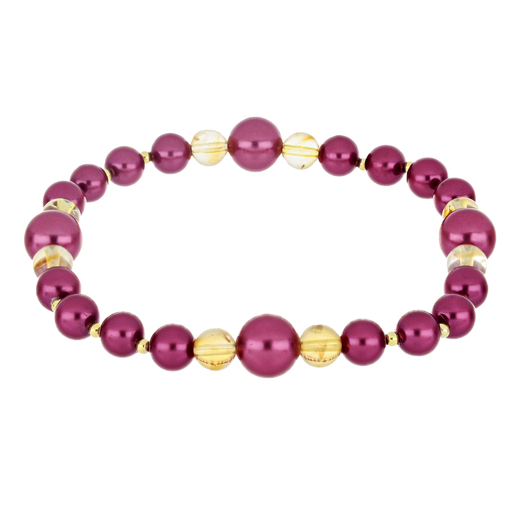 Set din Argint 925 Placat cu Aur ( 1.08 grame ) cu Perlă de cultură Violet și Citrin Ural 187.86 Carate ( Brățară ) 6 