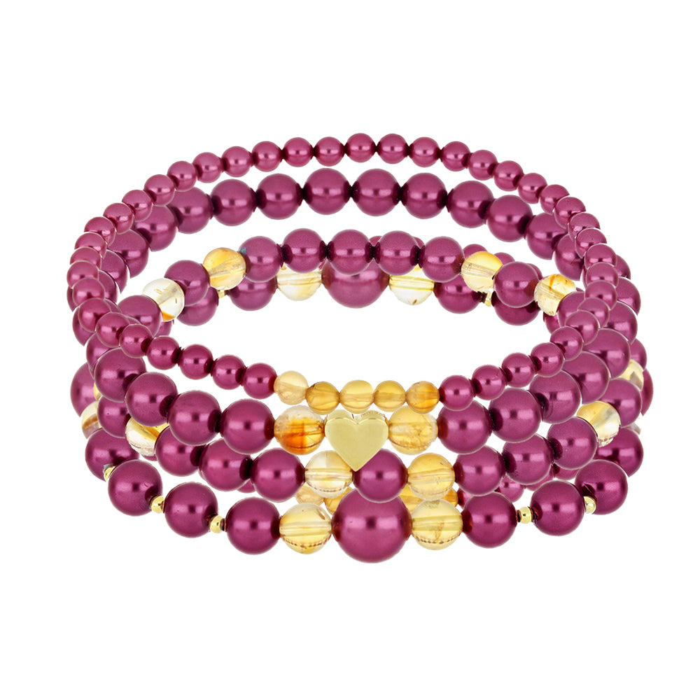 Set din Argint 925 Placat cu Aur ( 1.08 grame ) cu Perlă de cultură Violet și Citrin Ural 187.86 Carate ( Brățară ) 1 
