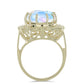 Inel din Argint 925 Placat cu Aur ( 6.65 grame ) cu Piatra Lunii Curcubeu 14.17 Carate