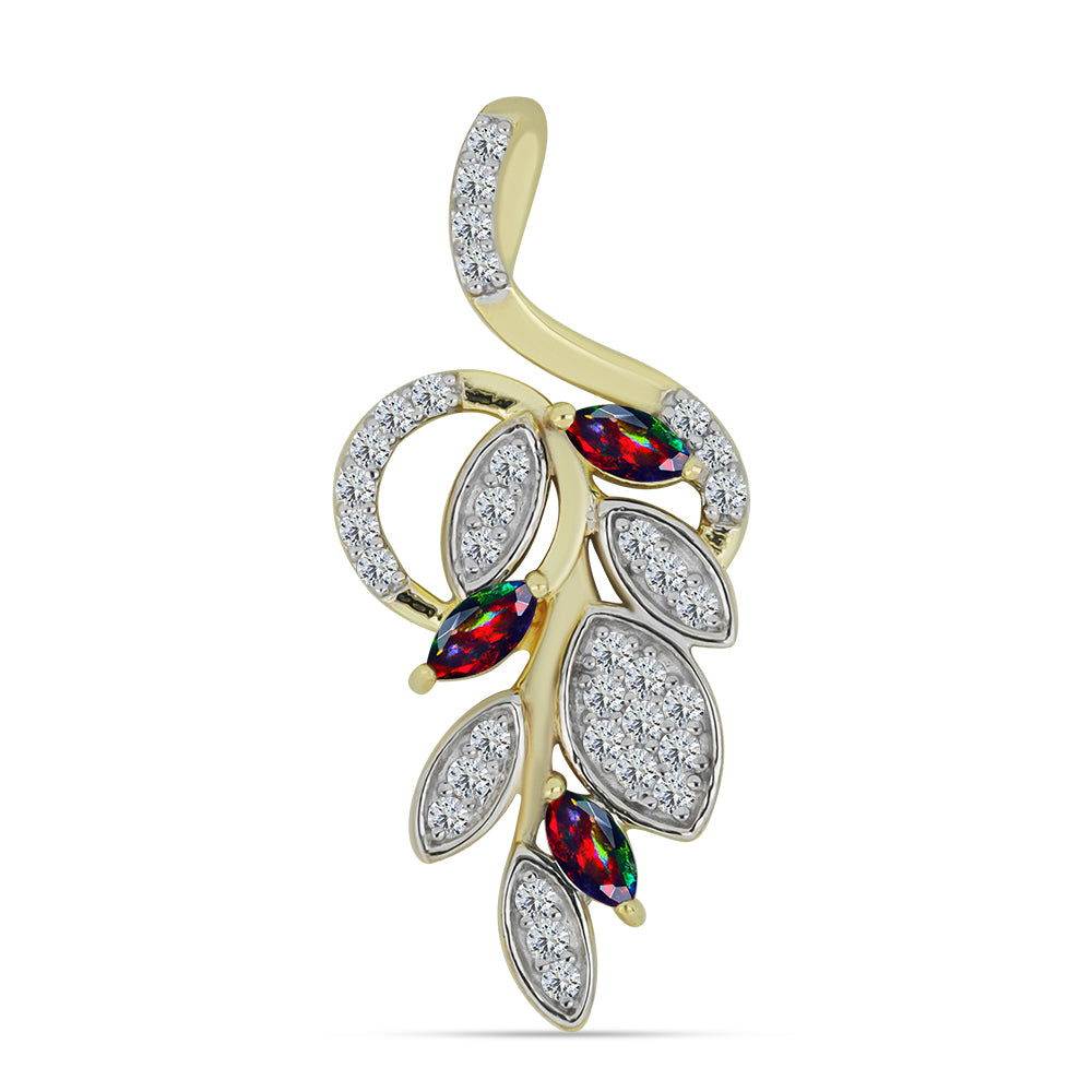 Pandantiv din Argint 925 Placat cu Aur ( 1.97 grame ) cu Opal Etiopian Negru Lega Dembi și Topaz Alb 0.4 Carate 1 