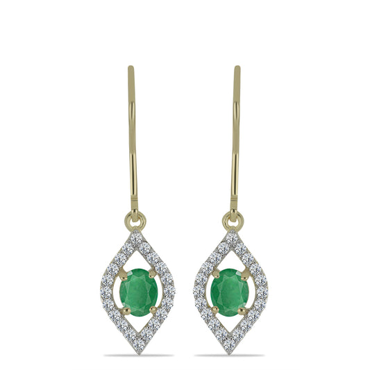 Cercei din Argint 925 Placat cu Aur ( 2 grame ) cu Smarald Brazilian și Topaz Alb 1.02 Carate