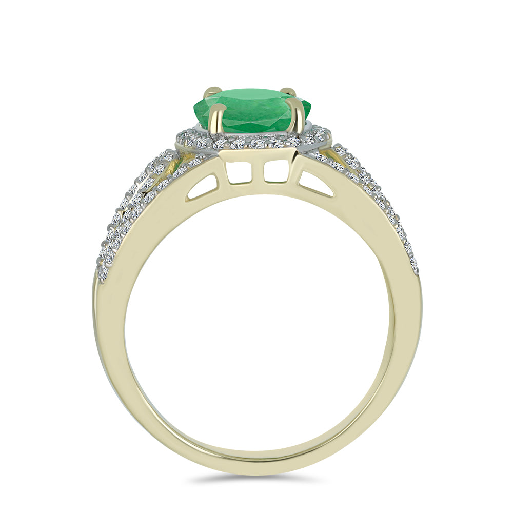 Inel din Argint 925 Placat cu Aur ( 4.05 grame ) cu Smarald Brazilian și Topaz Alb 3.09 Carate