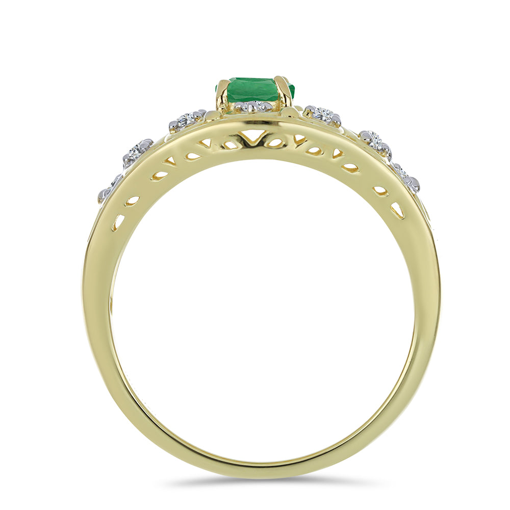 Inel din Argint 925 Placat cu Aur ( 4.49 grame ) cu Smarald Brazilian și Topaz Alb 0.71 Carate